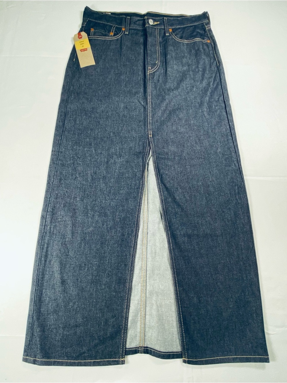 Levi’s Premium A7512 Denim Maxi Skirt Womens 28 Blue Long Straight NWT